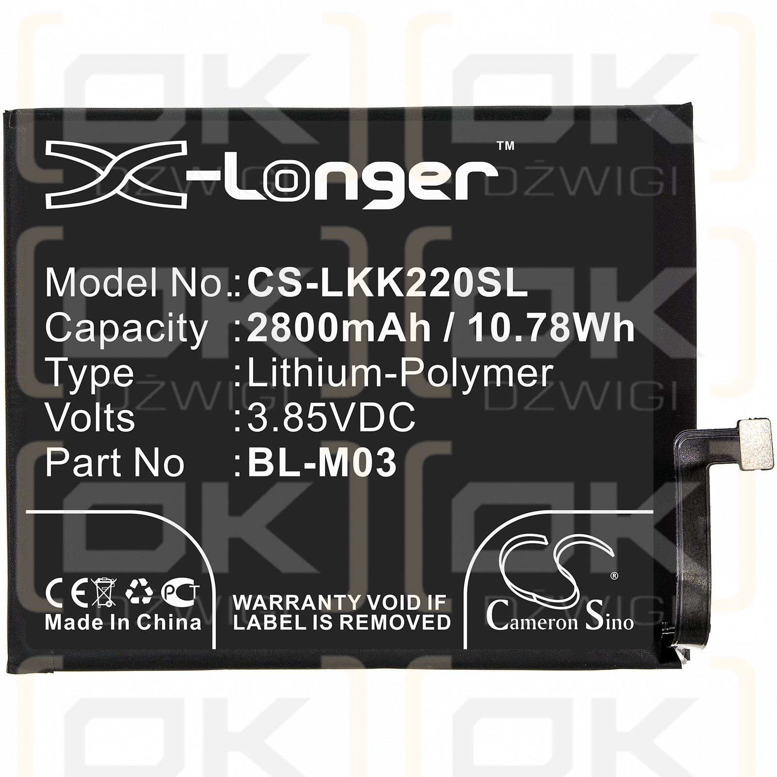 LG LMK200EMW / BL-M03 2800 mAh Li-Polymer 3,85 V (Cameron Sino)