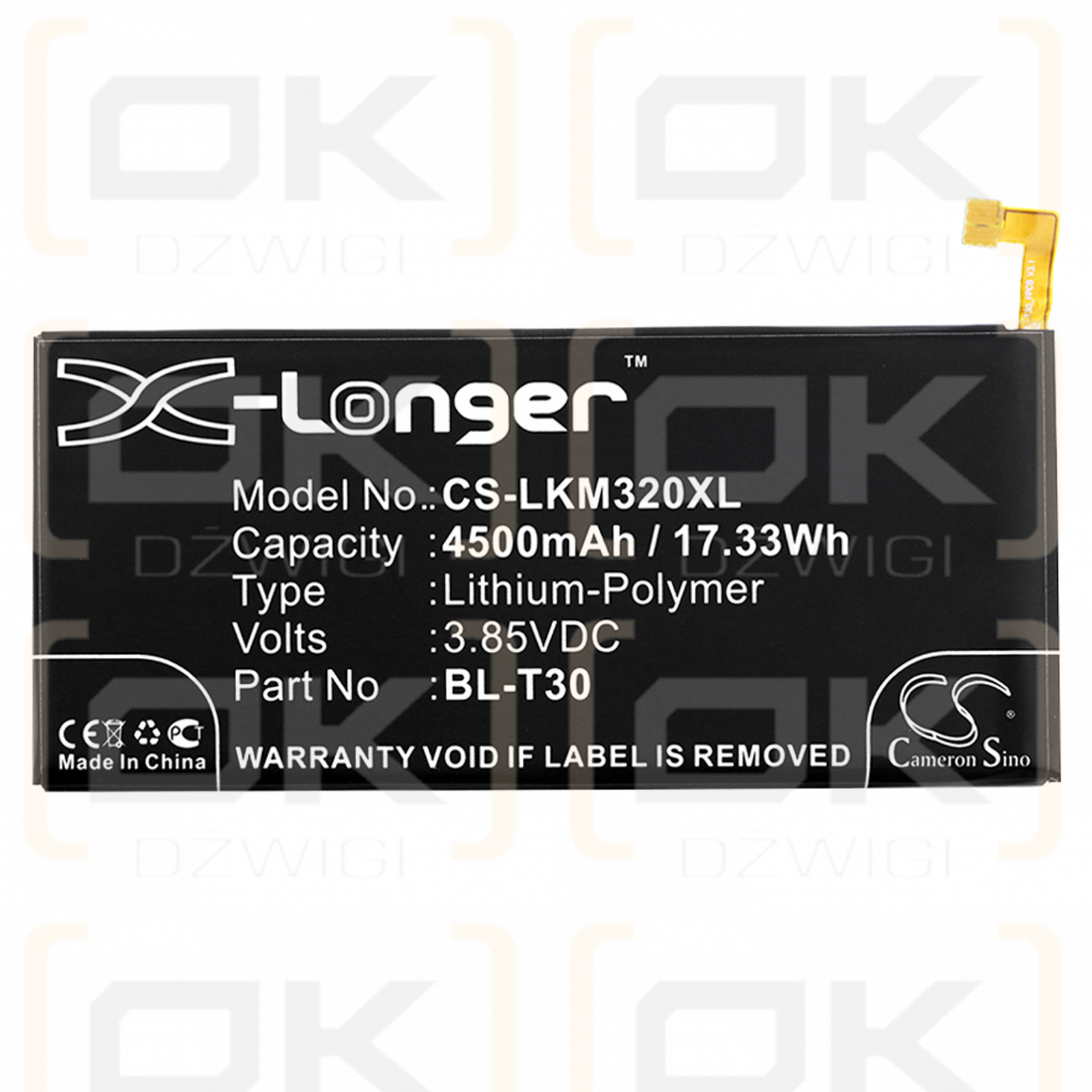 LG X Power2 / BL-T30 4500mAh Li-Polímero 3.85V (Cameron Sino)