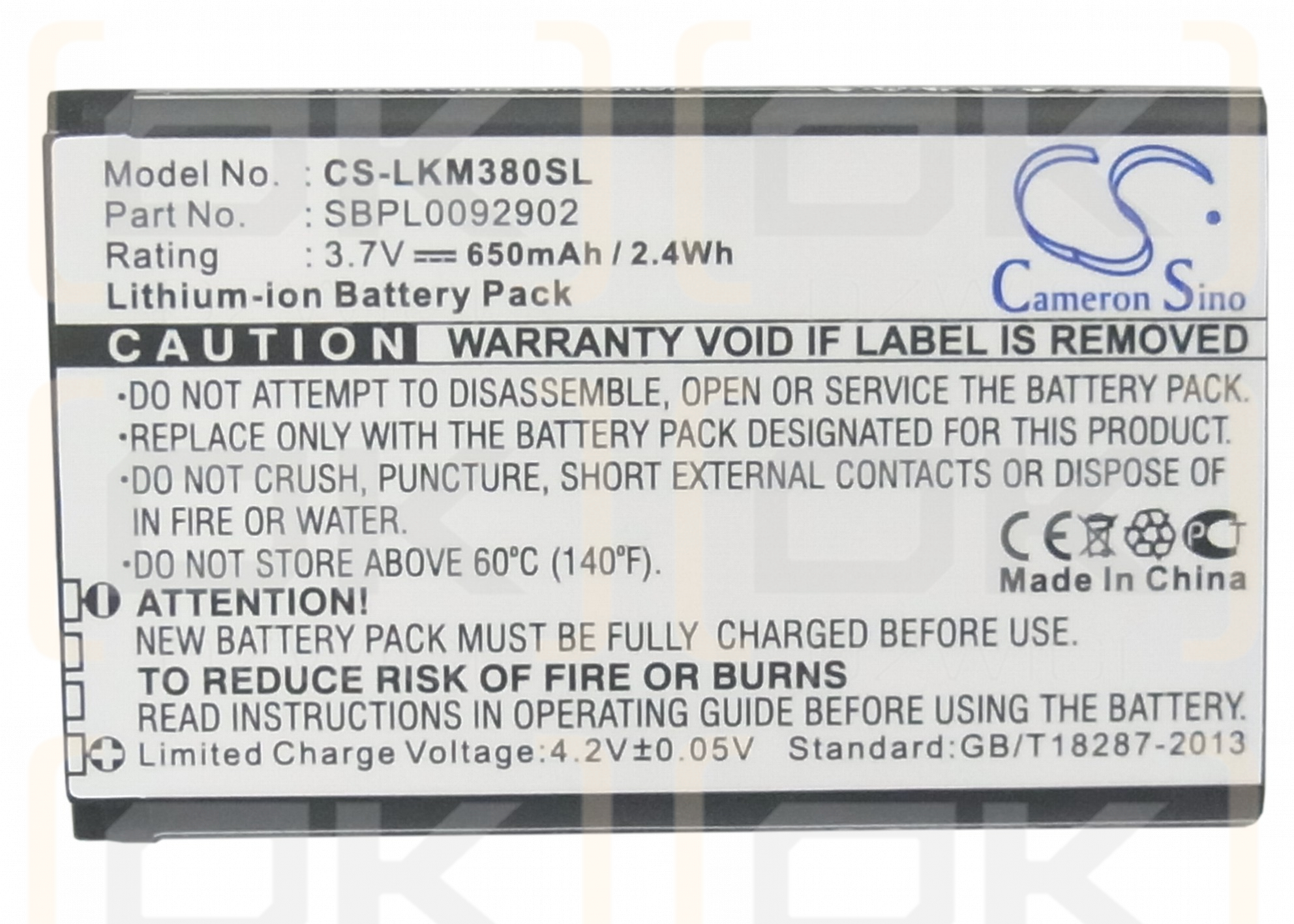 LG KM501 / LGIP-330GP 650mAh Li-ion 3.7V (Cameron Sino)