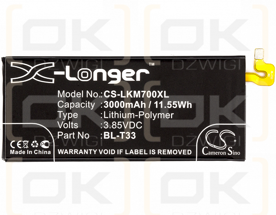 LG Q6a / BL-T33 3000mAh Li-Polymer 3.85V (Cameron Sino)