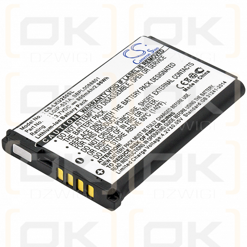 LG A170 / LGIP-531A 800mAh Li-ion 3.7V (Cameron Sino)