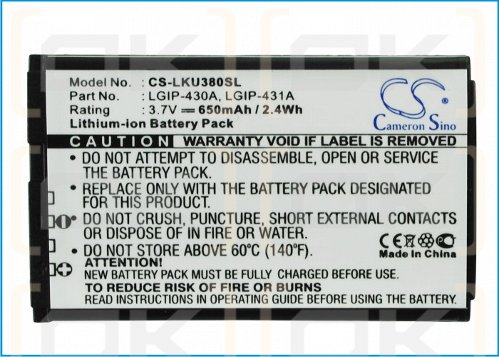 LG MS450 / LGIP-430A 650mAh Li-ion 3.7V (Cameron Sino)