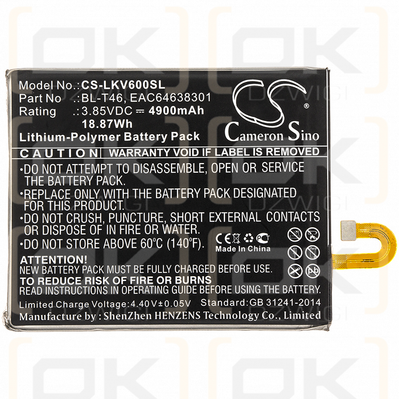 LG V600QM6 / BL-T46 4900mAh Li-Polymer 3.85V (Cameron Sino)