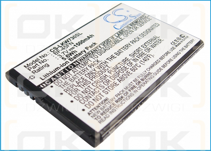 LG KW730 / BF-45FN 1500mAh Li-ion 3.7V (Cameron Sino)