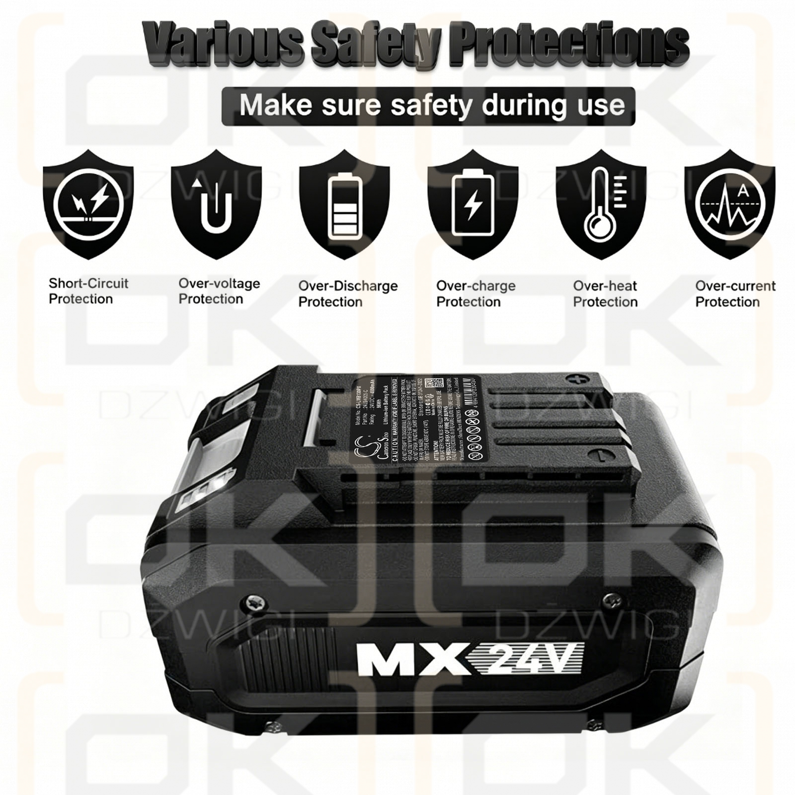 Ersatzakku für LawnMaster VBRMGT601YCM2 / 24LB4005-C 4000 mAh Li-Ion 24V (Cameron Sino)