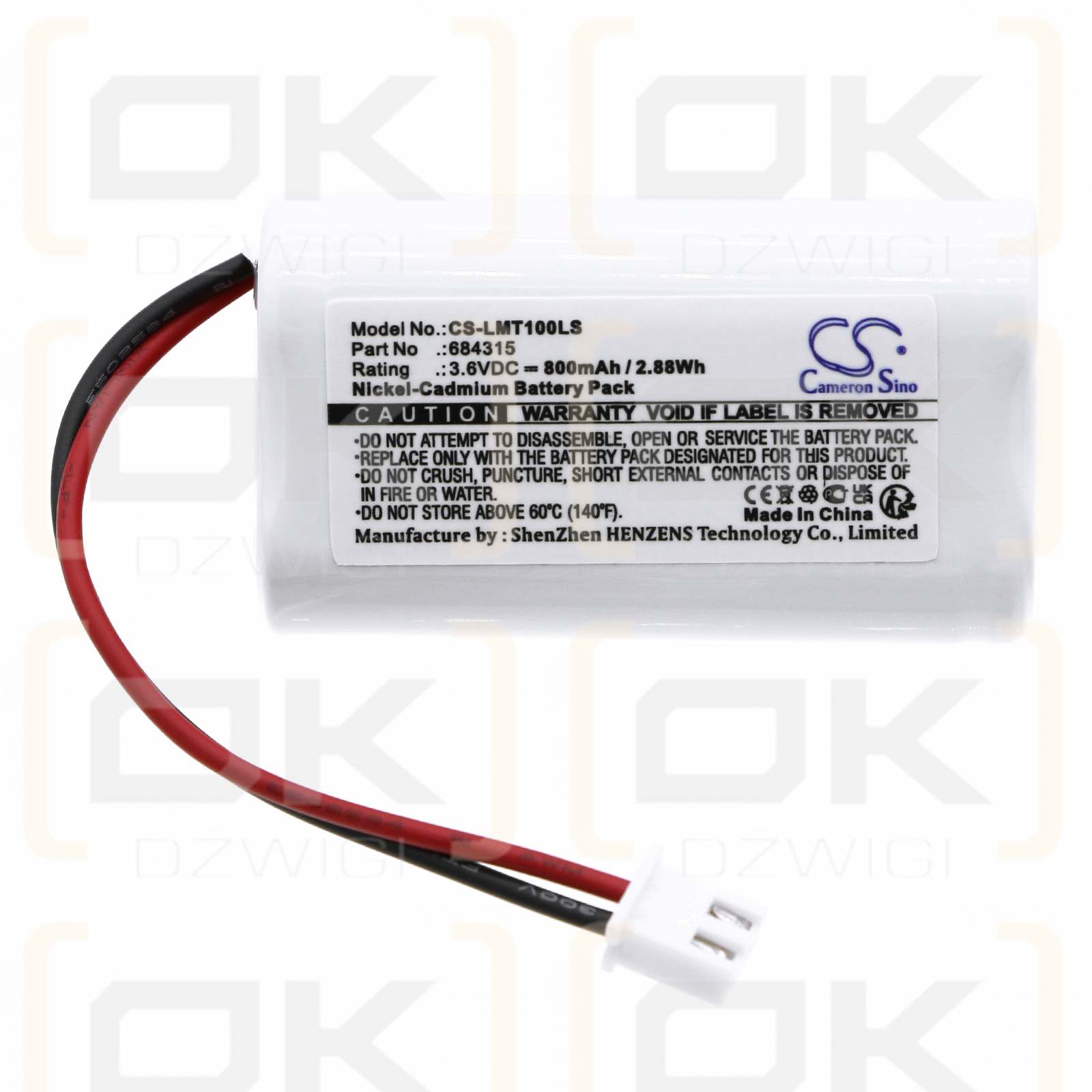 Lumenxl OTG-VV-5 / 684315 800mAh Ni-CD 3.6V (Cameron Sino)