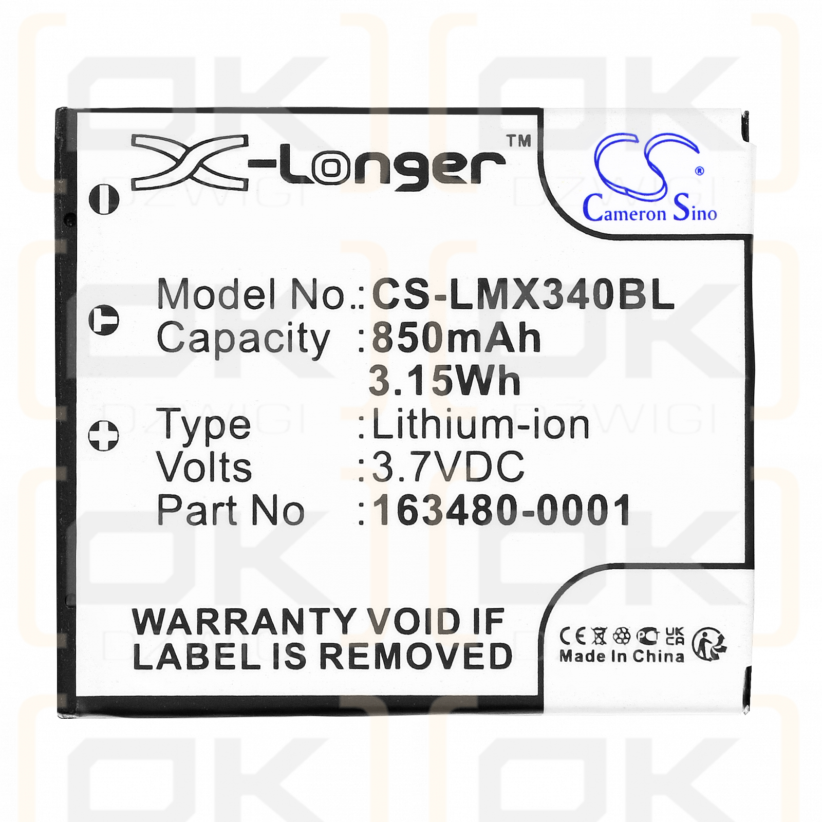 Honeywell 8670/50129434-001FRE 850 мАч литий-ионный 3,7 В (Cameron Sino)