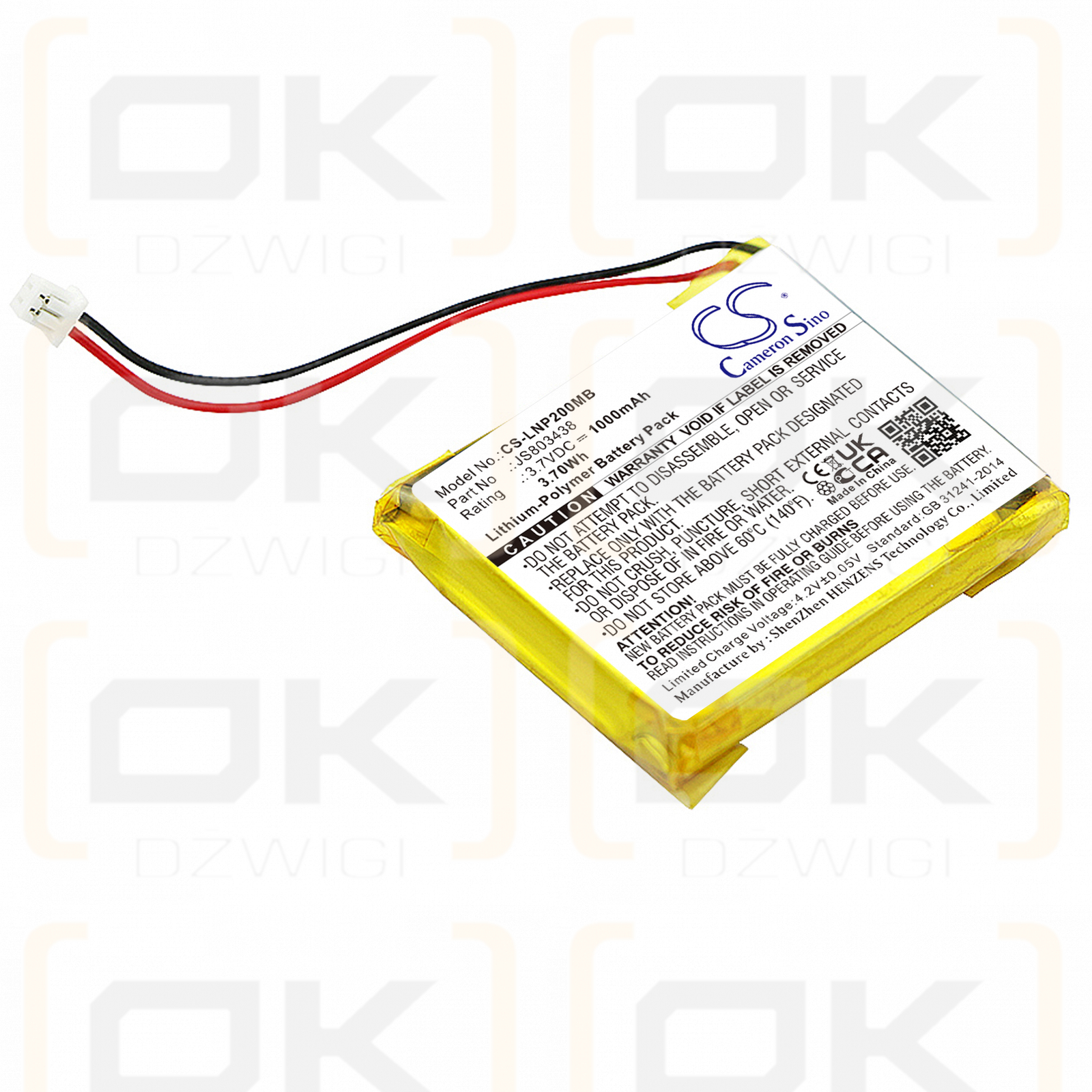 Luvion Platinum 2 / JS803438 1000mAh Li-polímero 3.7V (Cameron Sino)