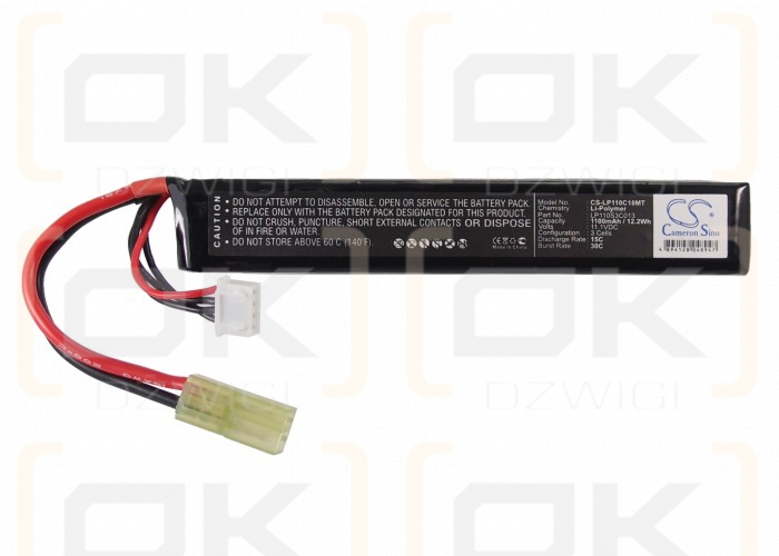 Pistolas Airsoft CS-LP110C18MT / LP110S3C013 1100mAh Li-Polymer 11.1V (Cameron Sino)