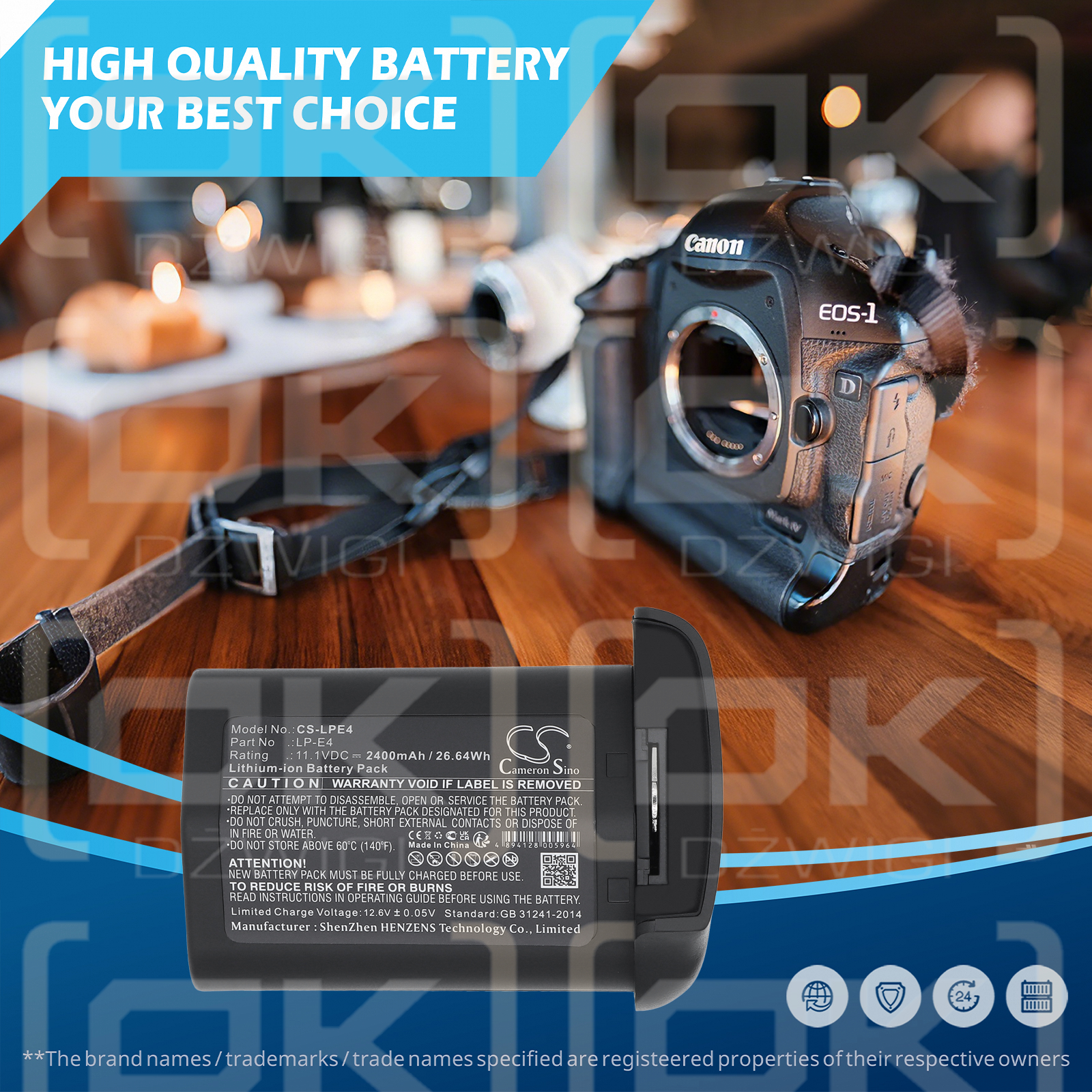 Canon EOS-1D X / LP-E4 2400 mAh Li-ion 11.1 V (Cameron Sino)