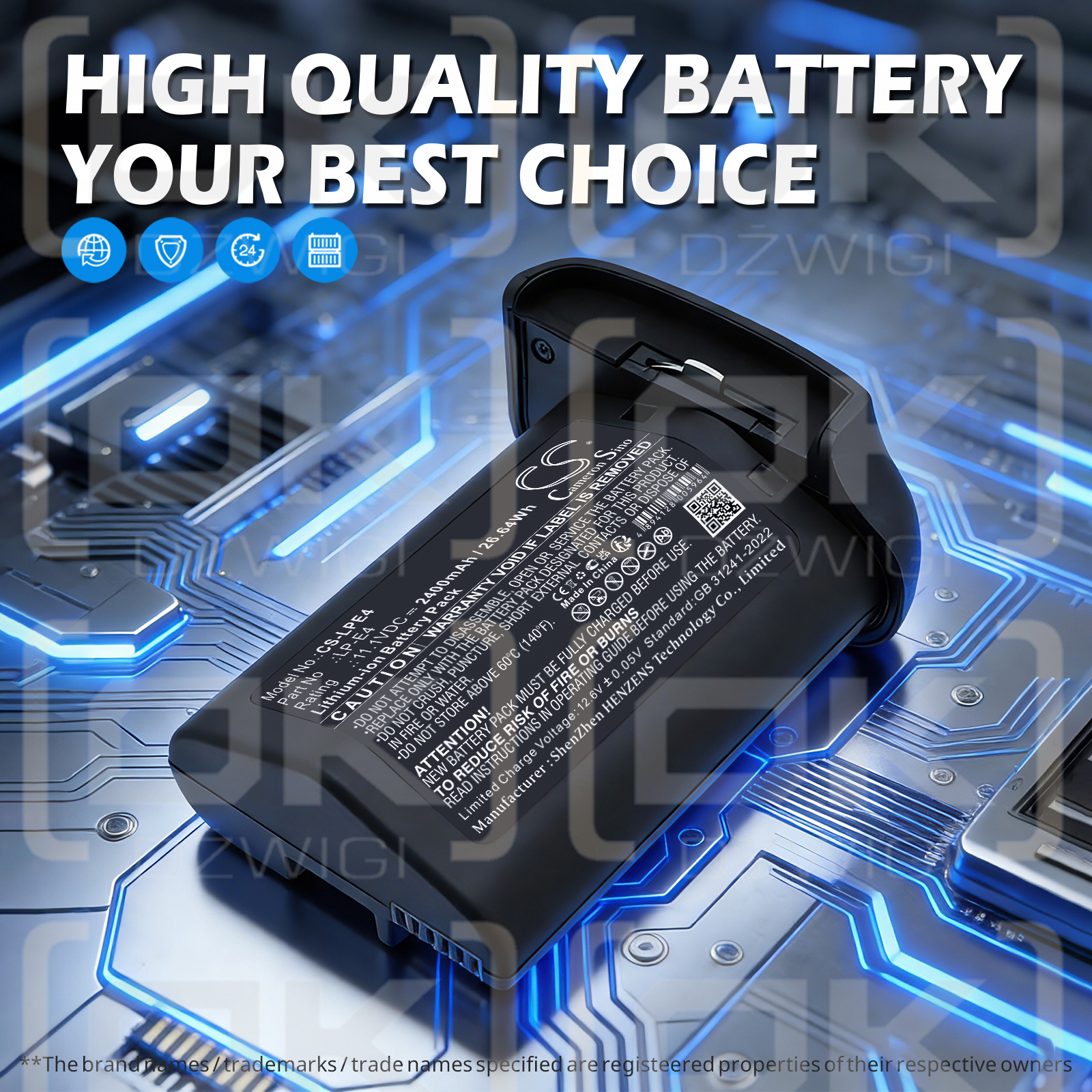 Canon EOS-1D X / LP-E4 2400 mAh Li-ion 11.1 V (Cameron Sino)