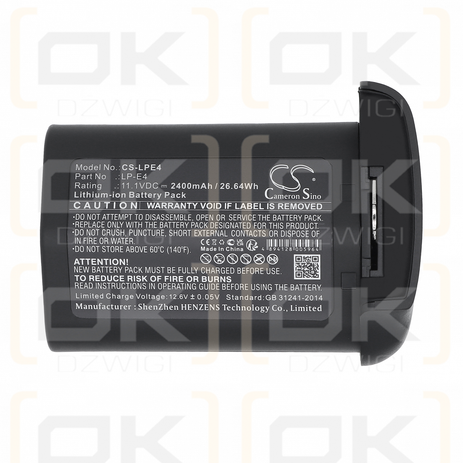 Canon EOS-1D X / LP-E4 2400 mAh Li-ion 11.1 V (Cameron Sino)