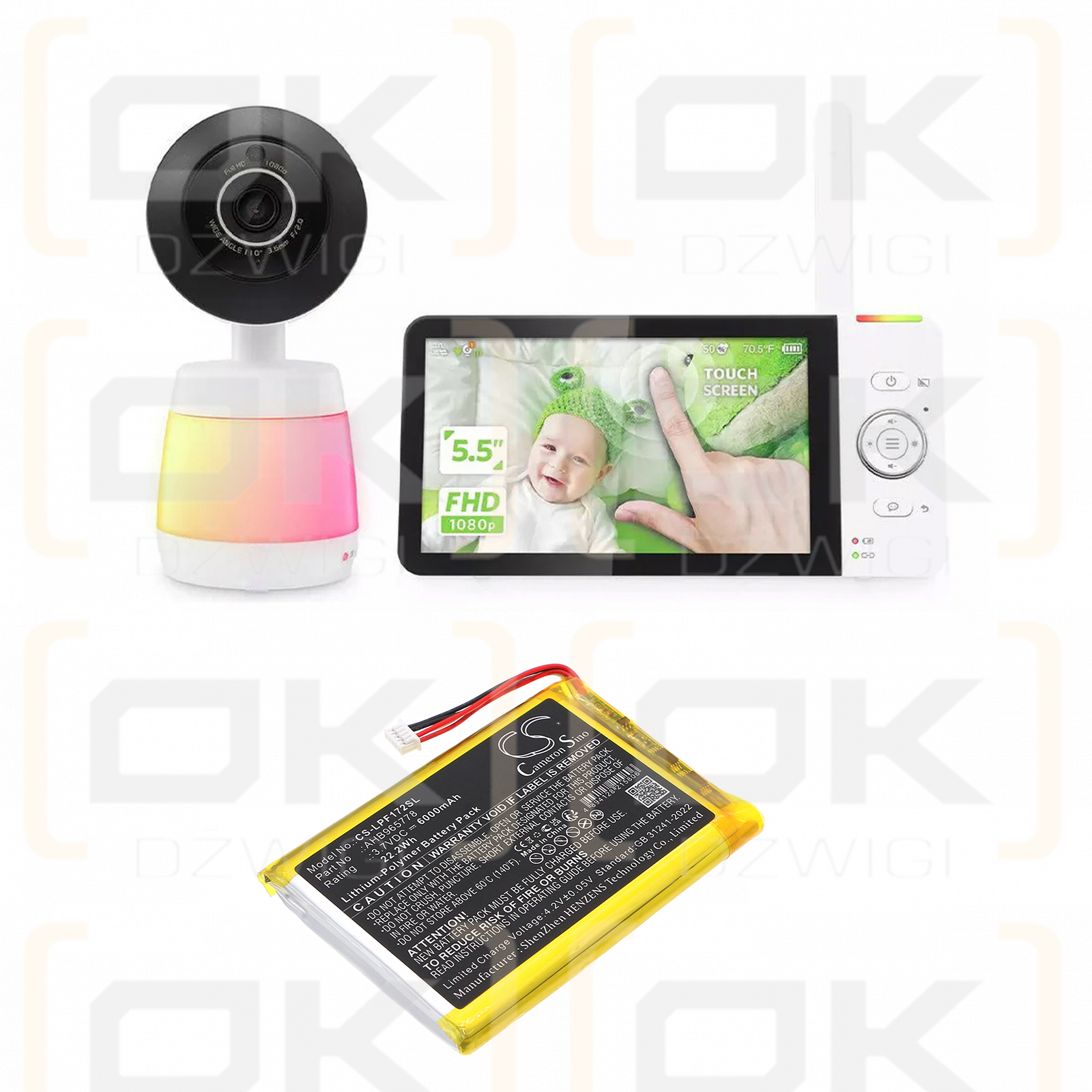 Monitor de bebé Leapfrog LF1726FHD / AHB965778 6000 mAh, polímero de litio, 3,7 V (Cameron Sino)