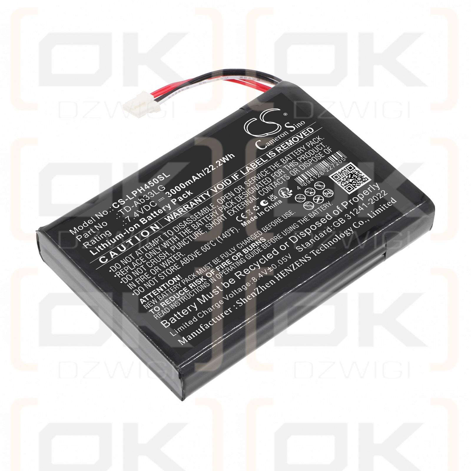 Replacement Battery for LG PH450UG / EAC63379202 3000 mAh Li-ion 7.4 V (Cameron Sino)