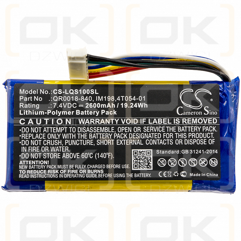 Panel Qolsys IQ / QR0018-840 2600mAh Li-Polímero 7.4V (Cameron Sino)