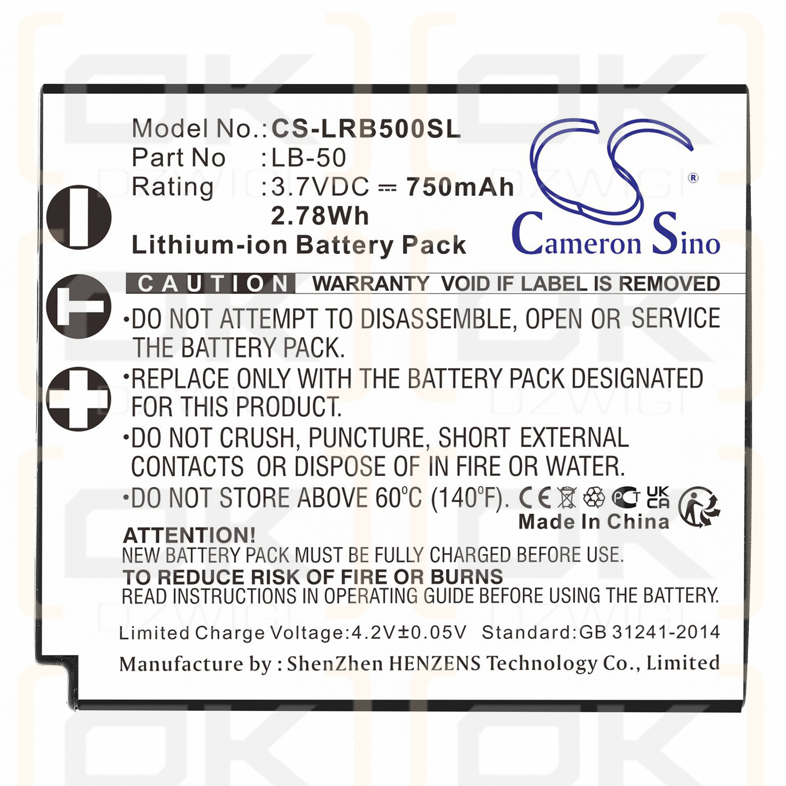 Микропередатчик Lectrosonics SSM / LB-50, 750 мАч, литий-ионный, 3,7 В (Cameron Sino)