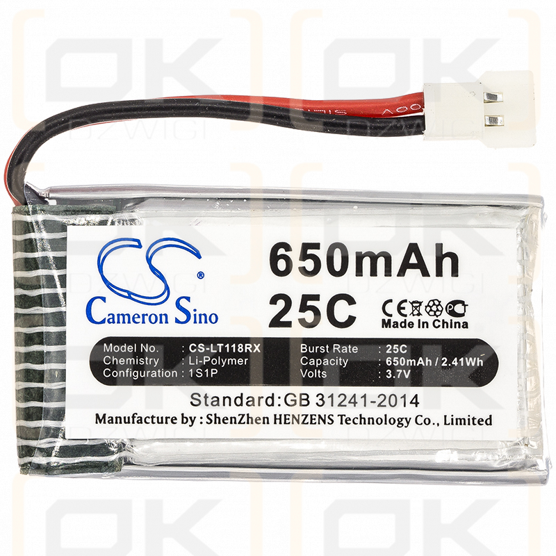 Hubsan JXD385 / H107C-A24 650mAh Li-polímero 3.7V (Cameron Sino)