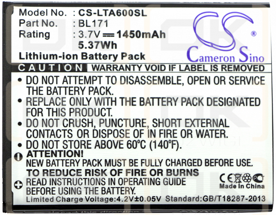 Lenovo A376 / BL171 1450mAh Li-ion 3.7V (Cameron Sino)