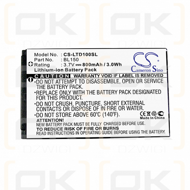 Lenovo TD100 / BL150 950mAh Li-ion 3.7V (Cameron Sino)