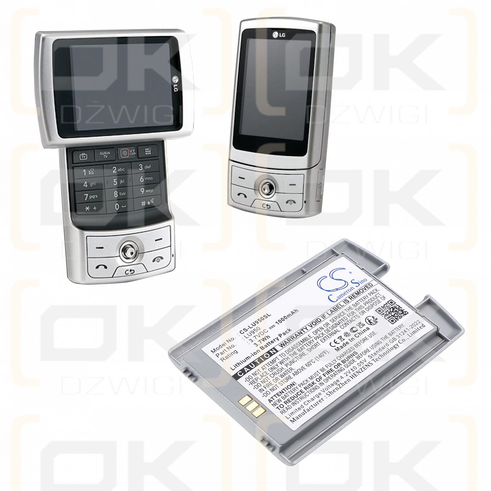 LG KU-950 1000 mAh Li-Ion 3,7 V (Cameron Sino)