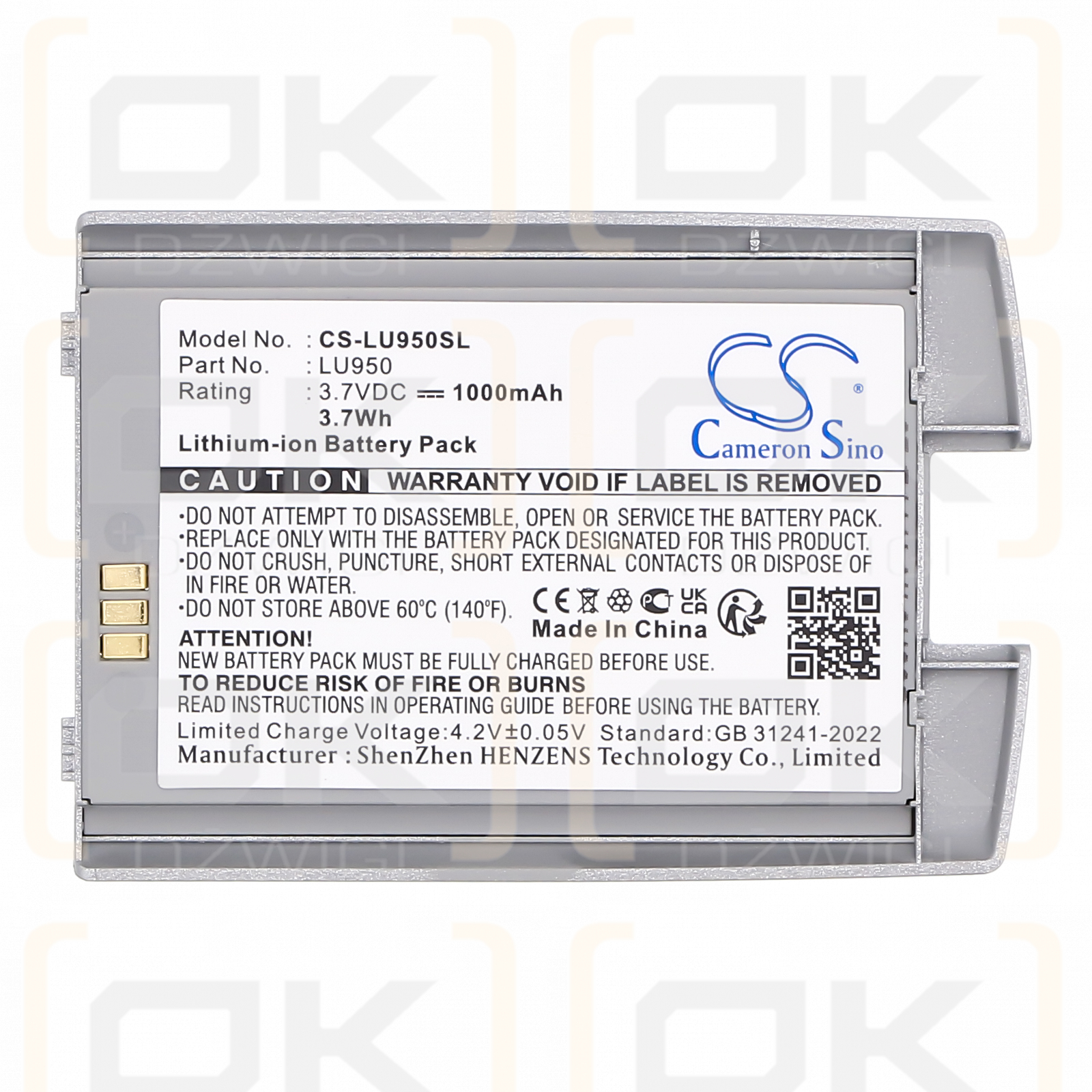 LG KU-950 1000 mAh Li-Ion 3,7 V (Cameron Sino)