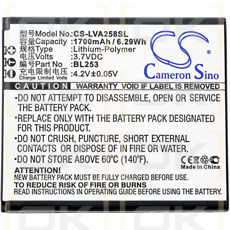 Lenovo A2860 / BL253 1700mAh Li-Polymer 3.7V (Cameron Sino)