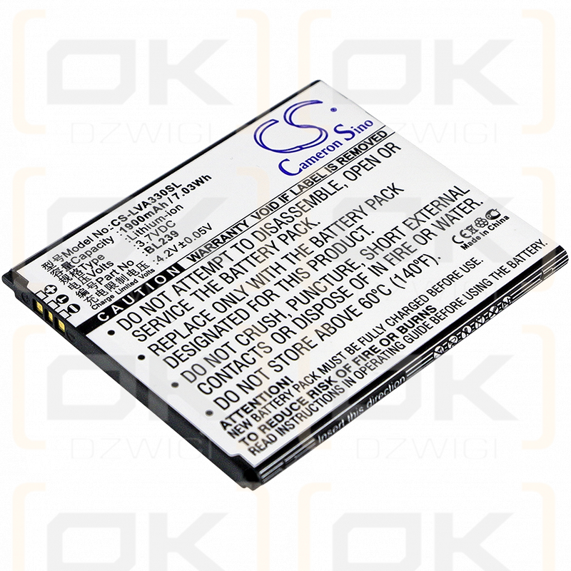 Lenovo A3500-HV / BL239 1900mAh Li-ion 3.7V (Cameron Sino)