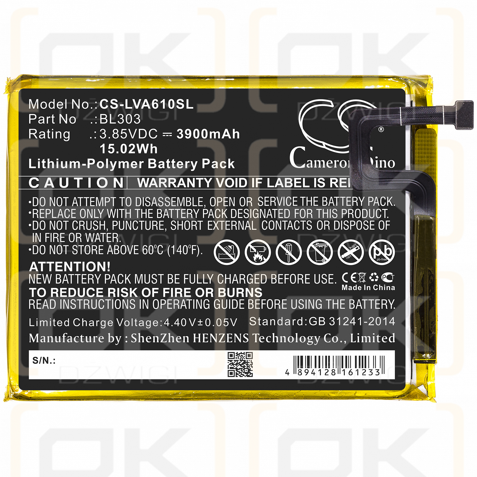 Lenovo L19041 / BL303 3900mAh Li-Polymer 3.85V (Cameron Sino)