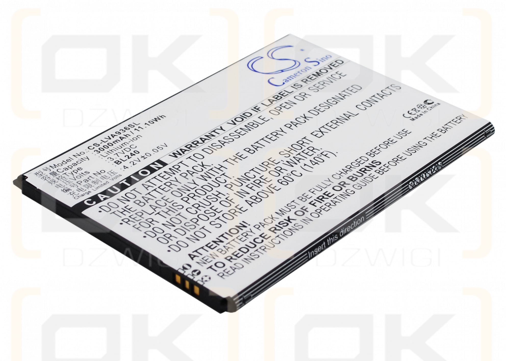 Lenovo A936 / BL240 3000mAh Li-polímero 3.7V (Cameron Sino)