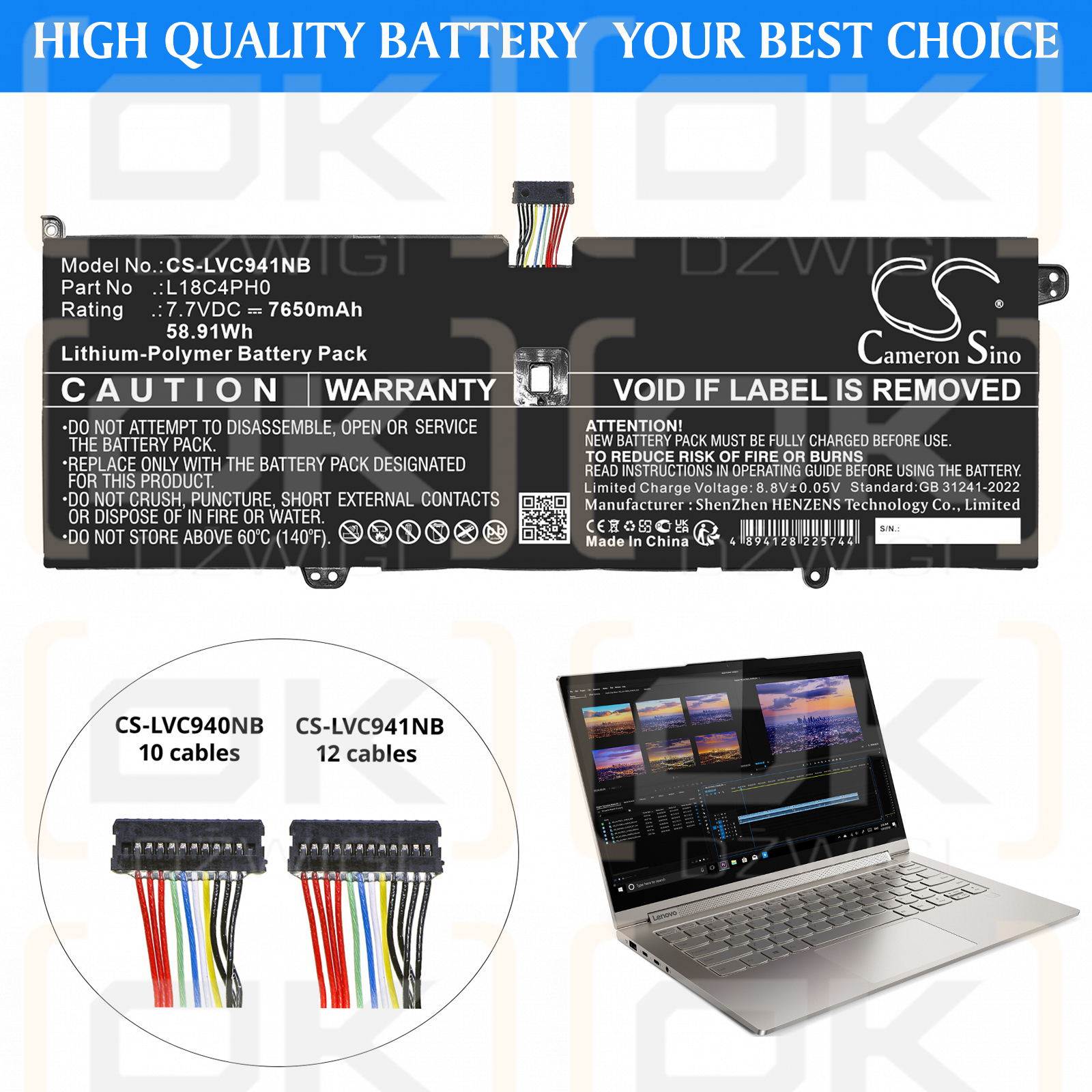 Lenovo Yoga C940 SP/A / 5B10T11585 7650 mAh Li-Polymer 7,7 V (Cameron Sino)