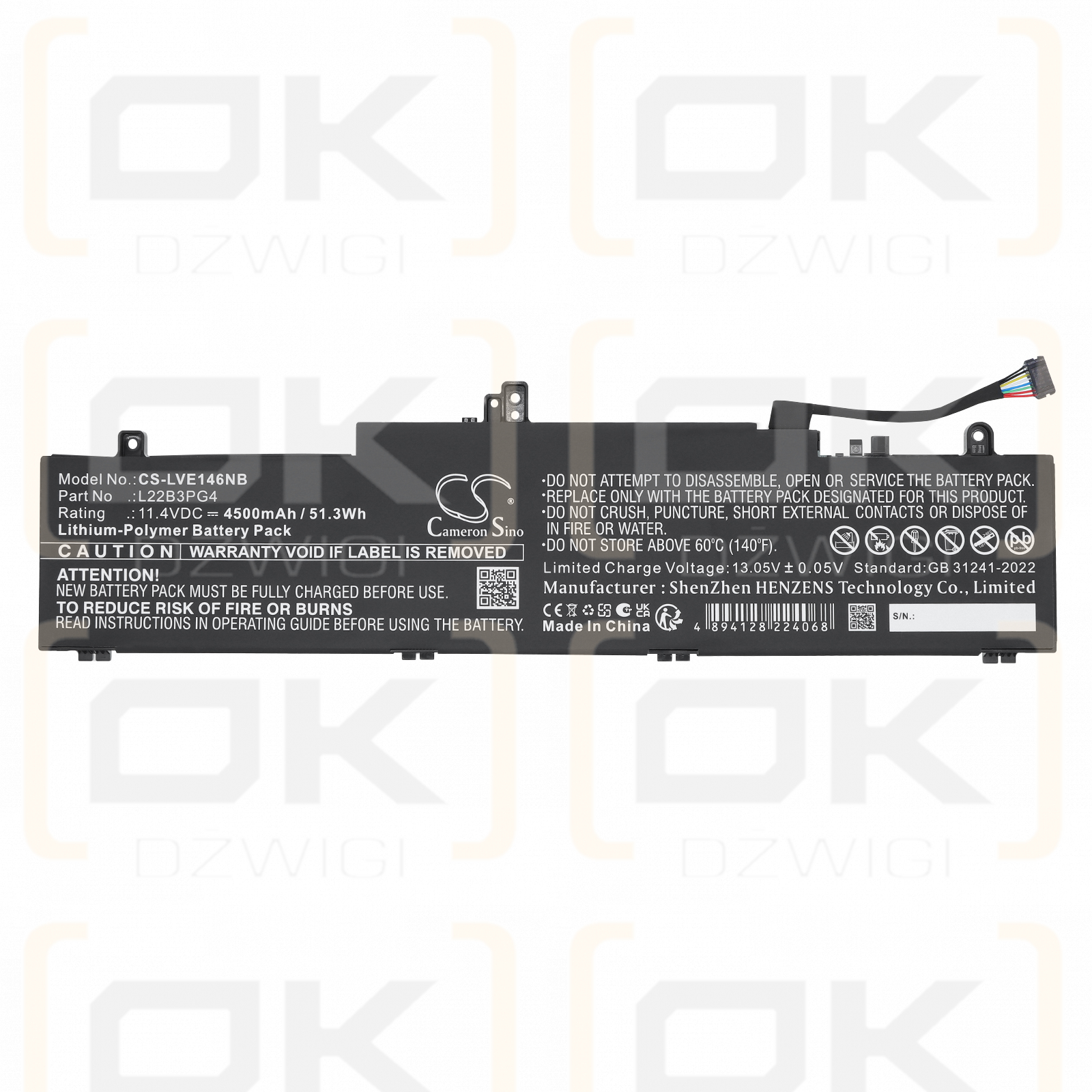 Lenovo ThinkPad E16 Gen 1(Intel)21JN00ALML / 5B11K63020 4500 mAh Li-Polymer 11,4 V (Cameron Sino)