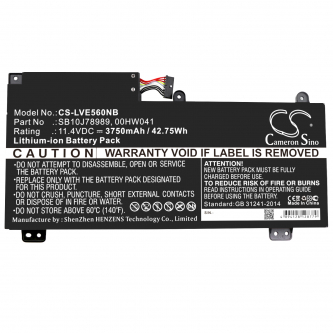 Lenovo ThinkPad S5 (20G4A009CD) / SB10J78989 3750 mAh Li-ion 11.4 V (Cameron Sino)