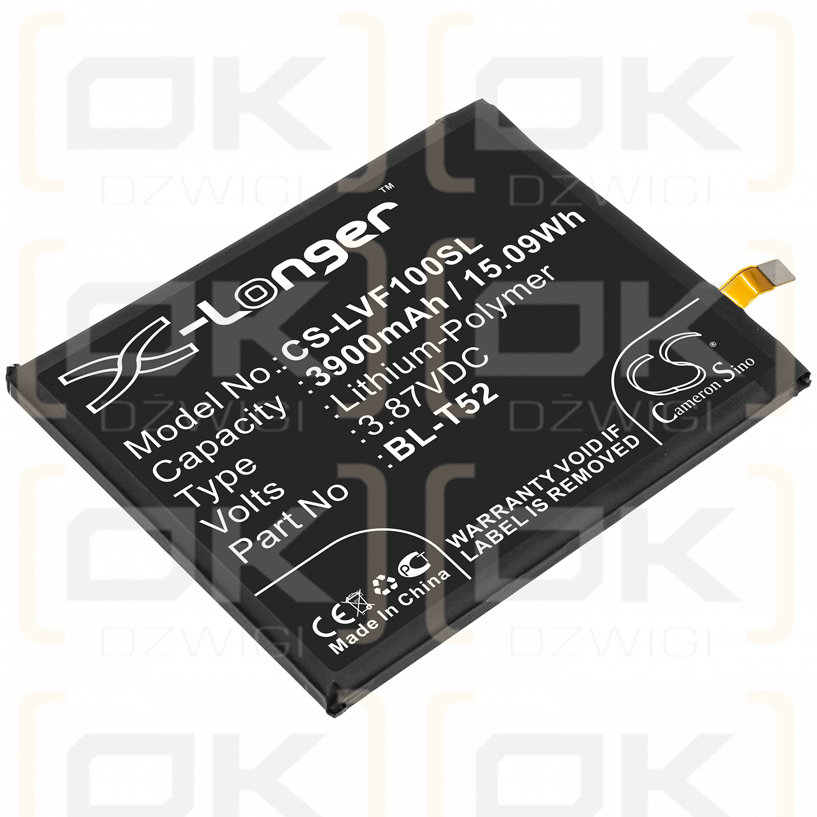 LG LMF100VMY / BL-T52 3900mAh Li-Polymer 3.87V (Cameron Sino)