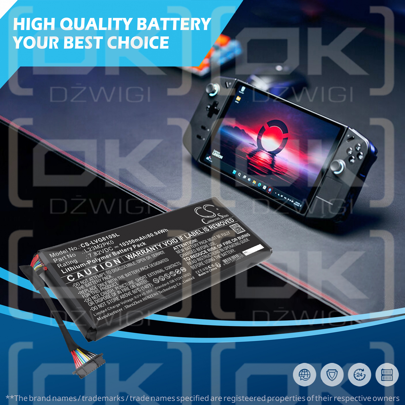 Replacement Battery for Lenovo Legion Go 8APU1 ​​/ L13B2PK0 10350mAh Li-Polymer 7.82V (Cameron Sino)