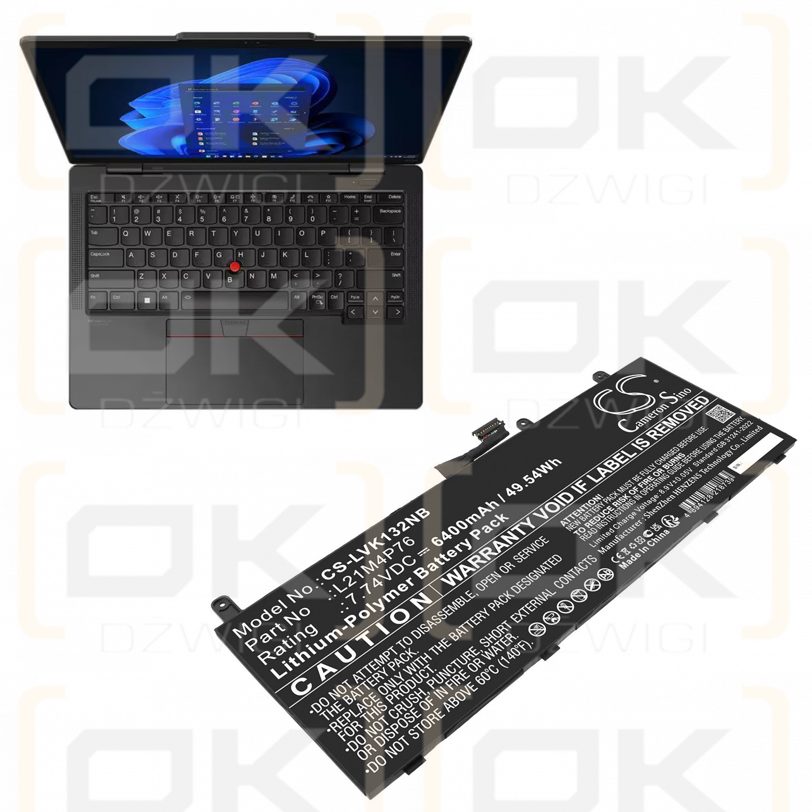 Lenovo ThinkPad X13S GEN 1-21BY0013GR / 5B10W51878 6400 mAh Li-Polymer 7,74 V (Cameron Sino)