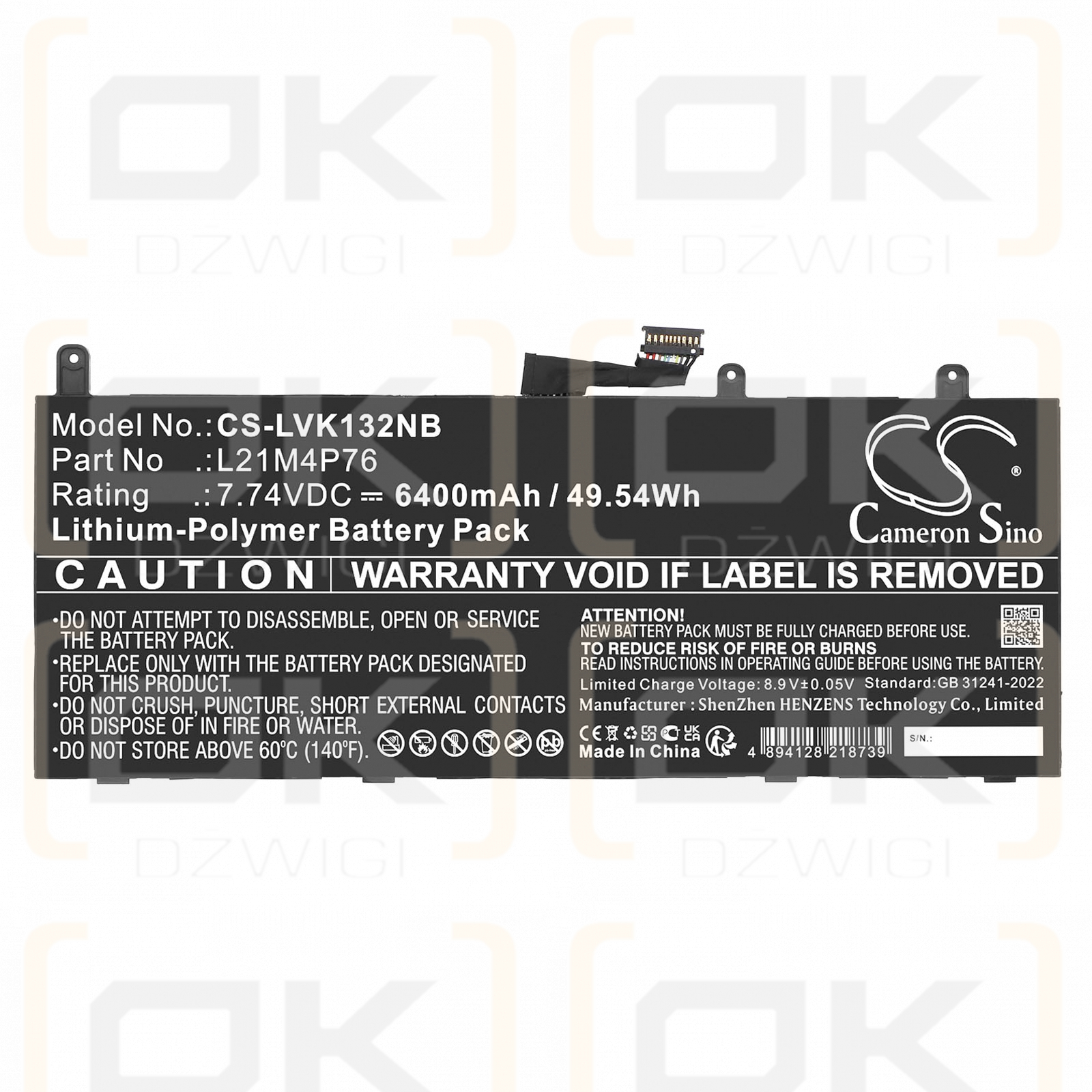 Lenovo ThinkPad X13S GEN 1-21BY0013GR / 5B10W51878 6400 mAh Li-Polymer 7,74 V (Cameron Sino)