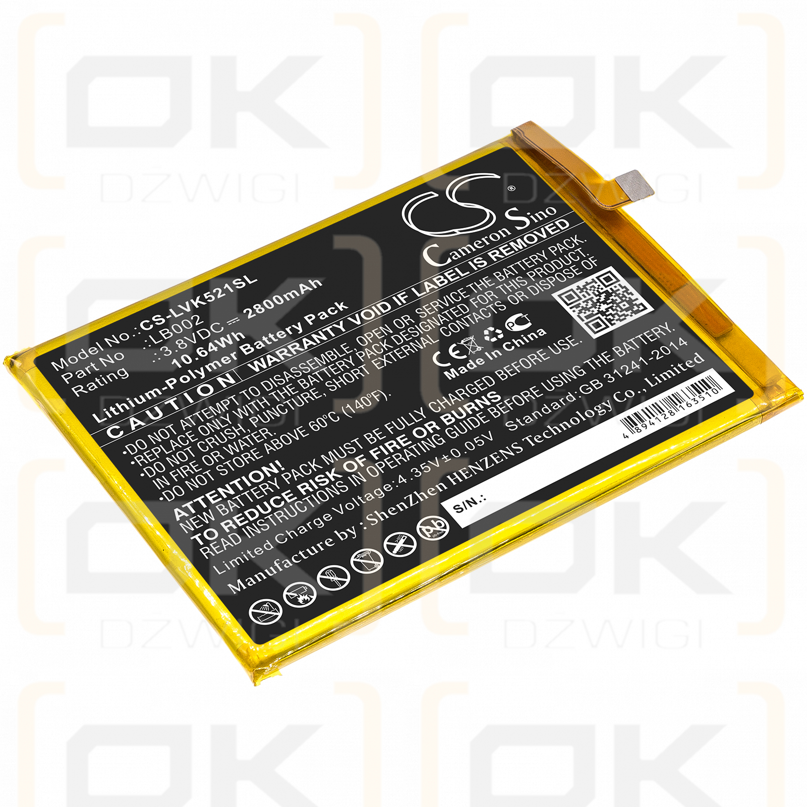 Lenovo PABX0003CN / LB002 2800 mAh Li-Polymer 3,8 V (Cameron Sino)