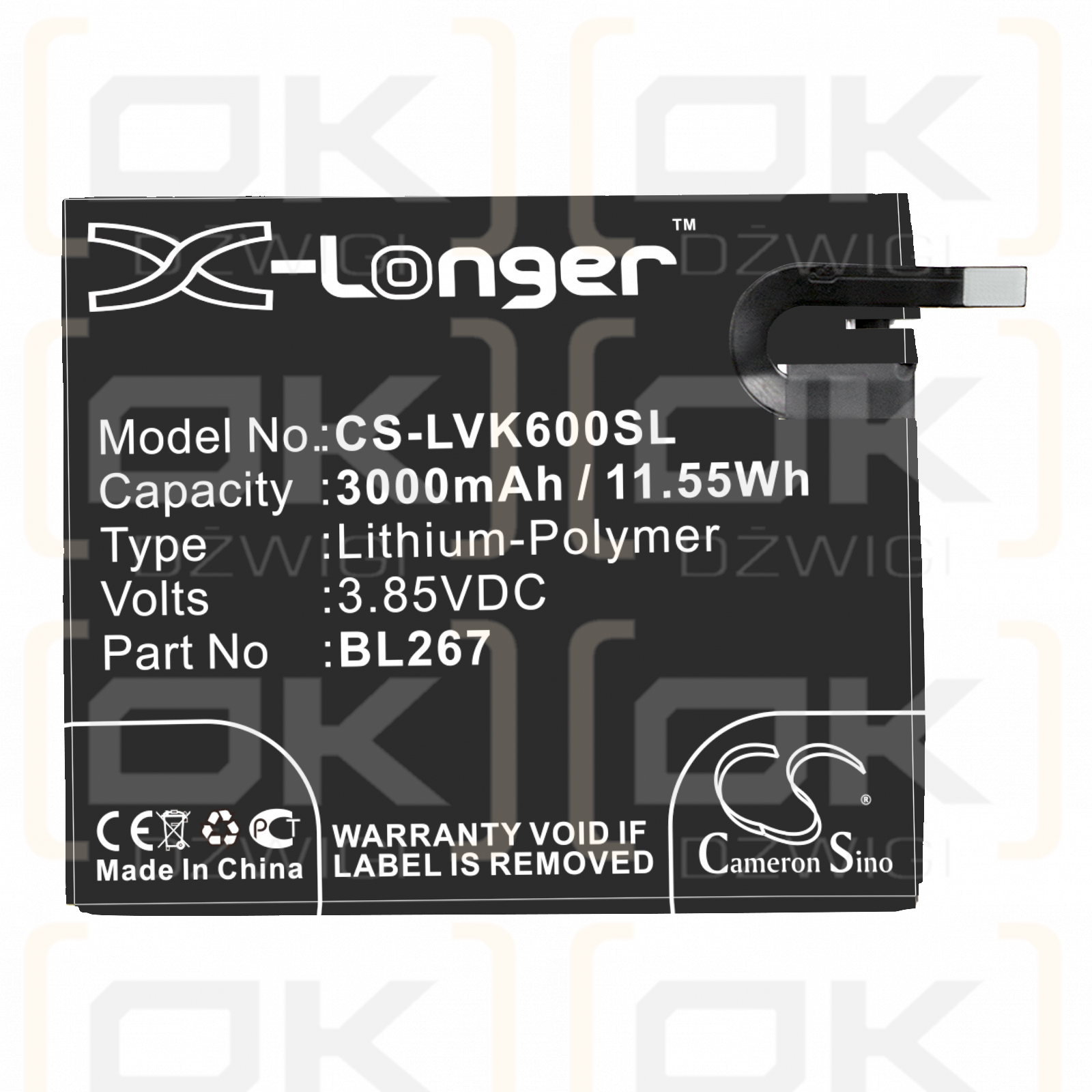 Lenovo Vibe K6 / BL267 3000mAh Li-Polymer 3.85V (Cameron Sino)