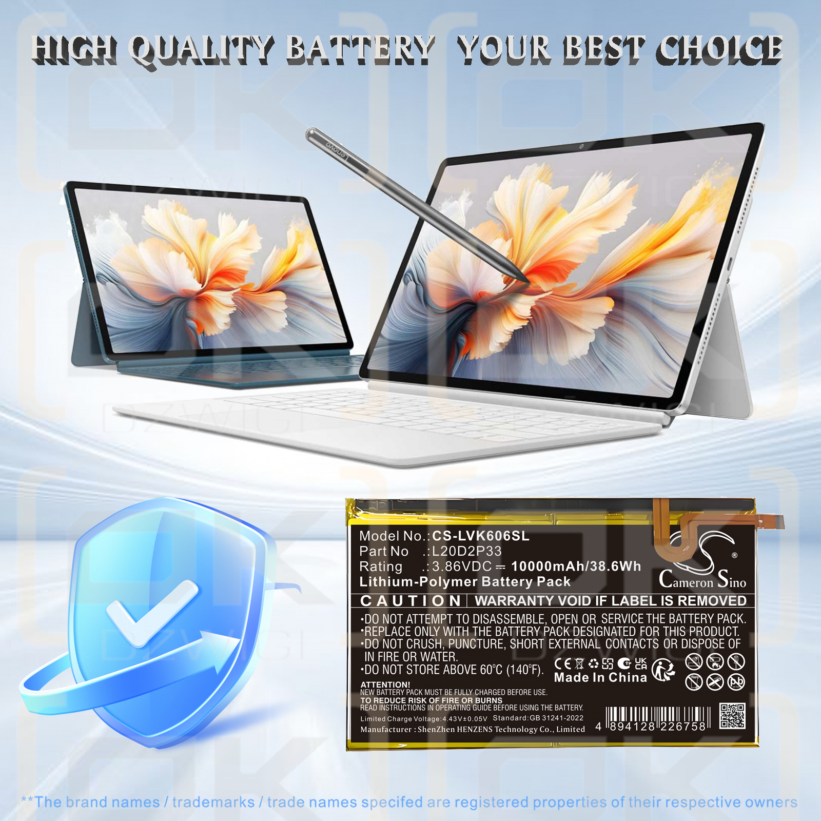 Lenovo YT-K606FW / L20C2P33 10000 mAh Li-Polymer 3,86 V (Cameron Sino)