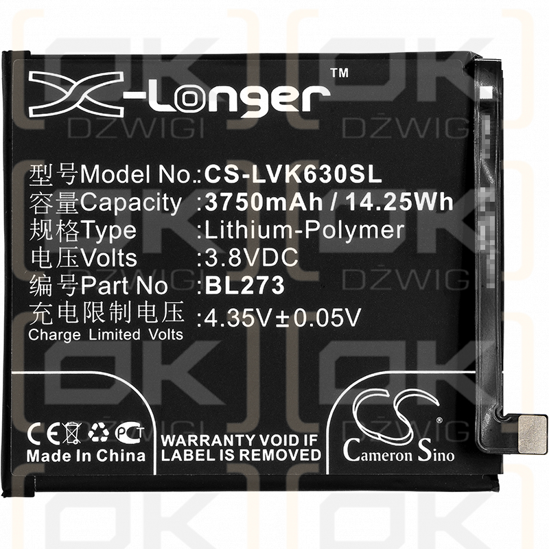 Lenovo K8 Plus / BL273 3750mAh Li-Polymer 3.8V (Cameron Sino)