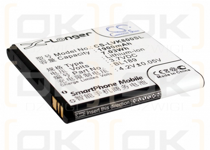 Lenovo K800 / BL189 1900mAh Li-ion 3.7V (Cameron Sino)