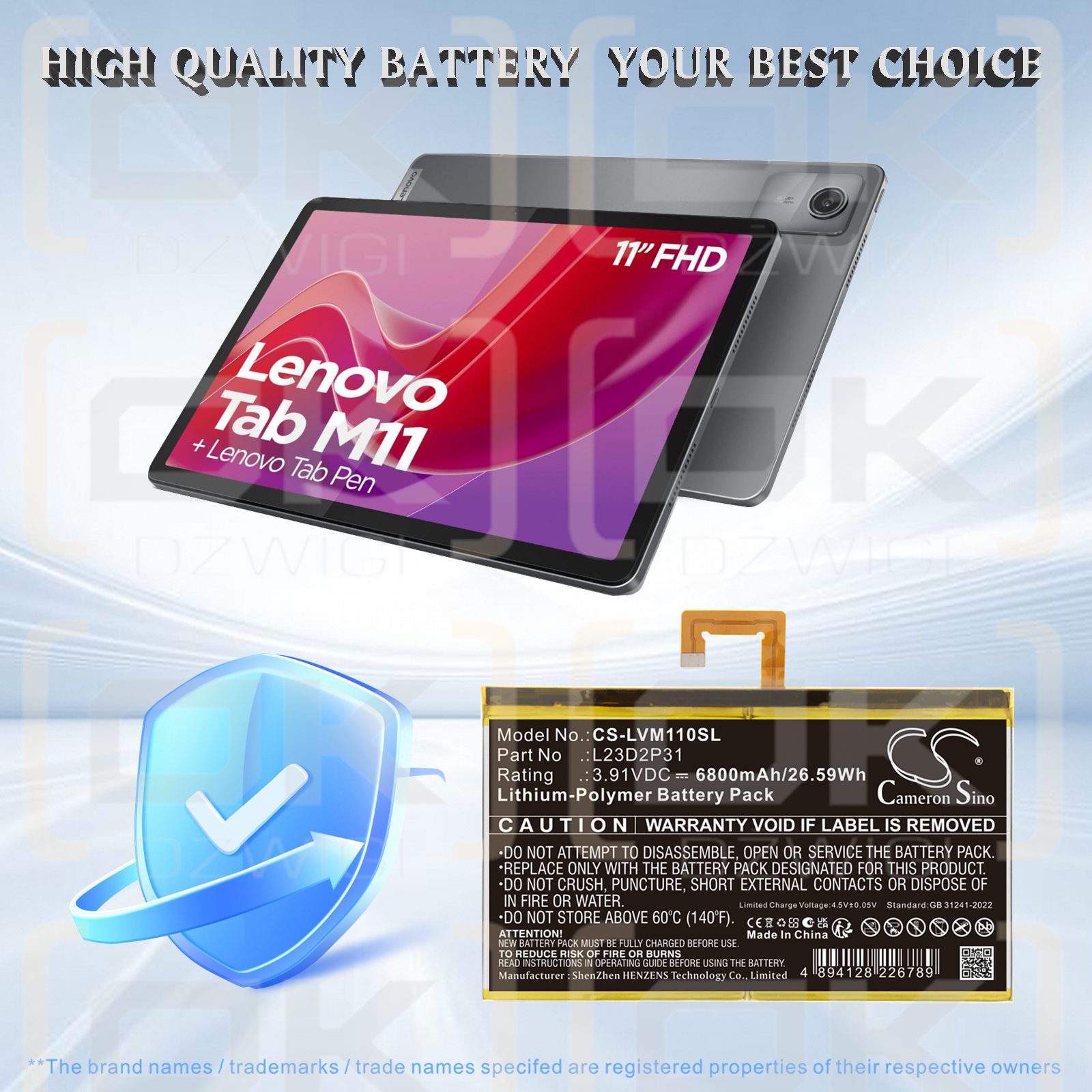 Lenovo Tab M11 / L23B2P31 6800 mAh Li-Polymer 3,91 V (Cameron Sino)