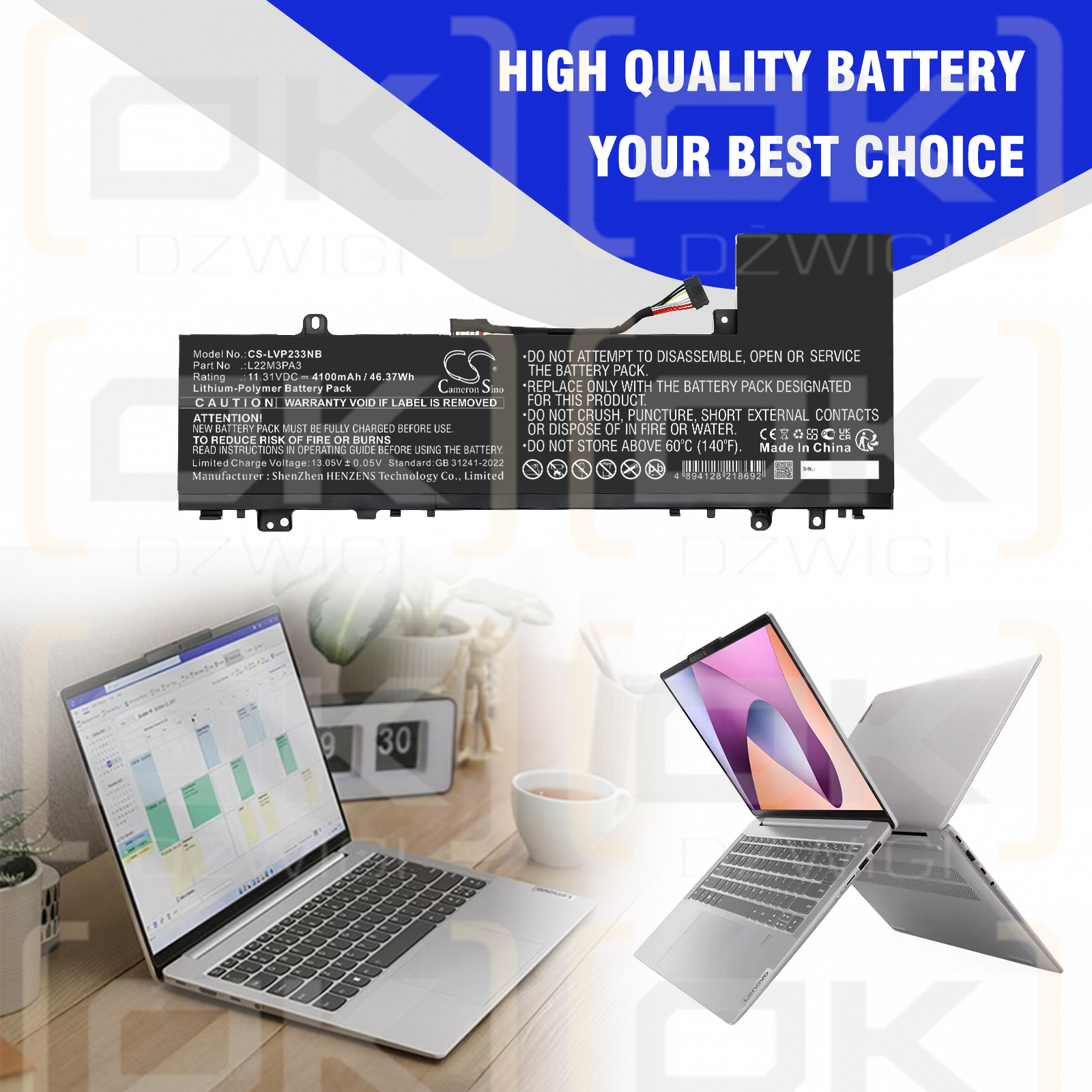 Lenovo IdeaPad Slim 5 14IRL8 82XD000VSB / 5B11K39362 4100 mAh Li-Polymer 11,31 V (Cameron Sino)