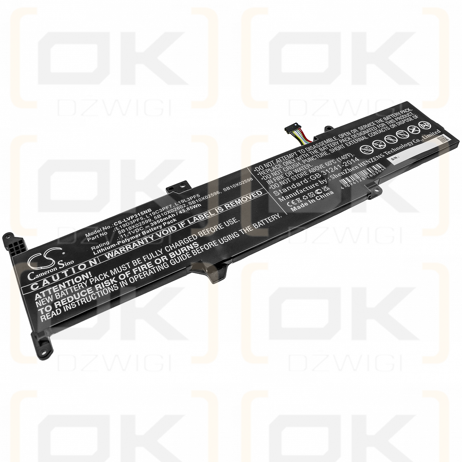 Lenovo ideapad 3-15IML05 81WB00EWAU / L19D3PF5 3950mAh Li-Polímero 11.1V (Cameron Sino)