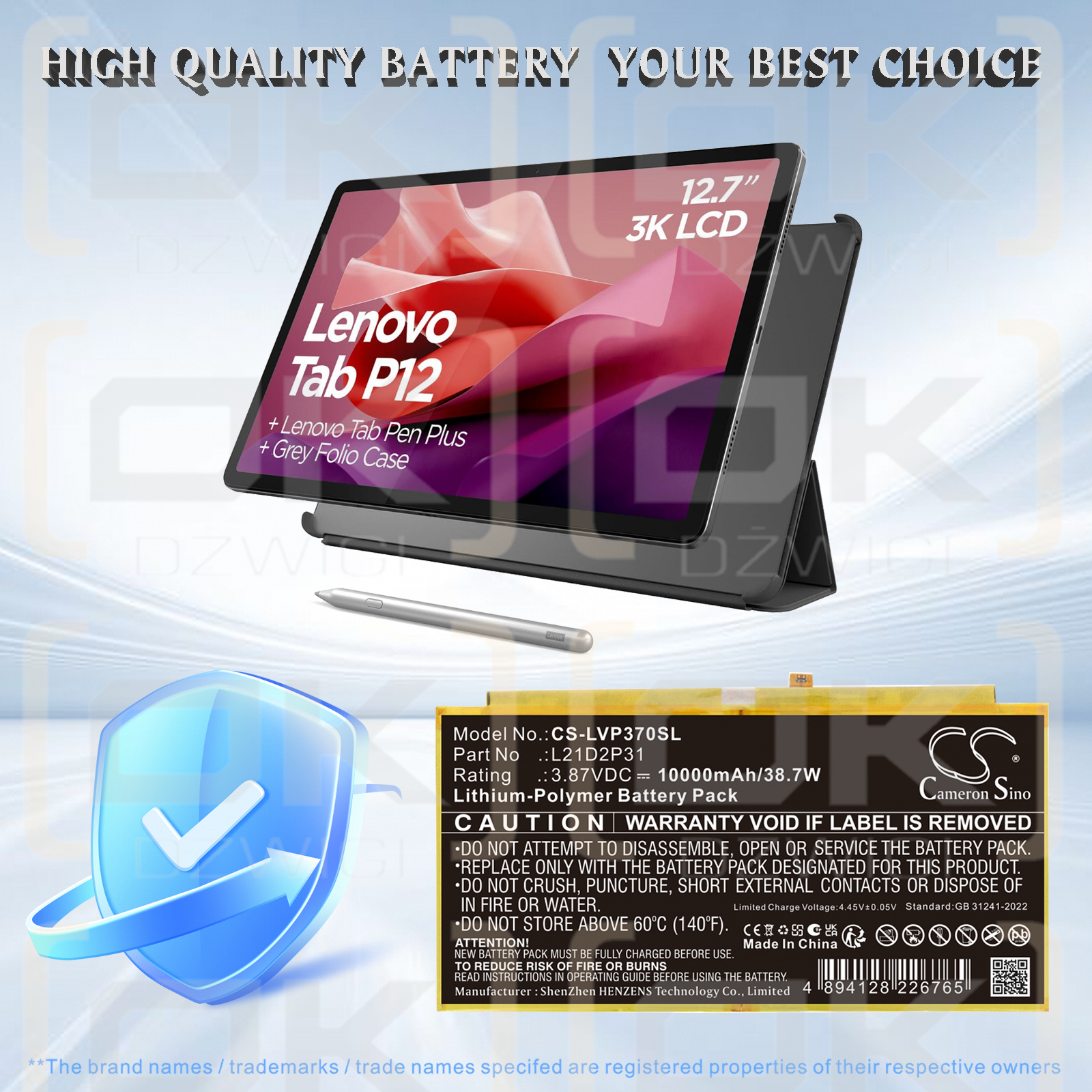 Lenovo ZACH0165US / L21C2P31 10000 mAh Li-Polymer 3,87 V (Cameron Sino)