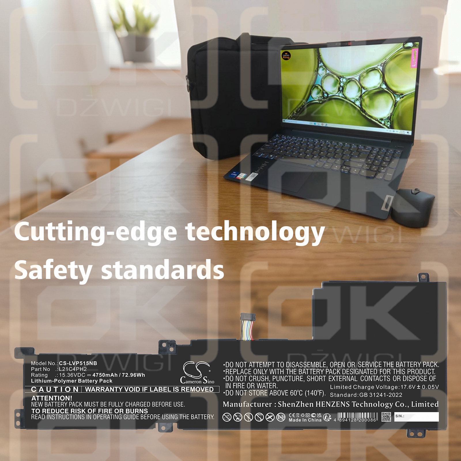 Lenovo IdeaPad 5-15ITL05 / L21C4PH2 4750 mAh Li-Polymer 15.36 V (Cameron Sino)