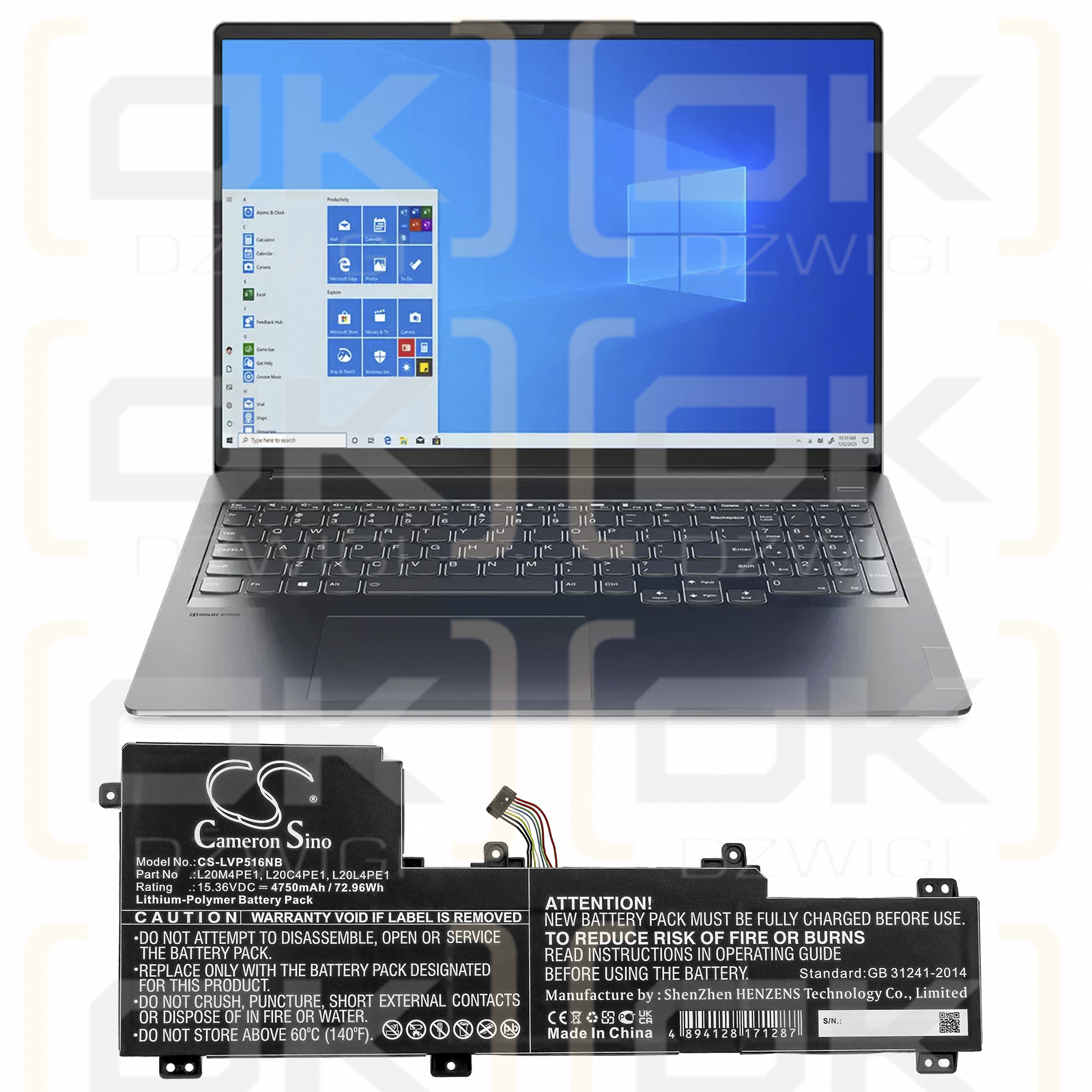 Lenovo IdeaPad 5 Pro-16ACH6(82L5) / L20C4PE1 4750 mAh Li-Polymer 15,36 V (Cameron Sino)