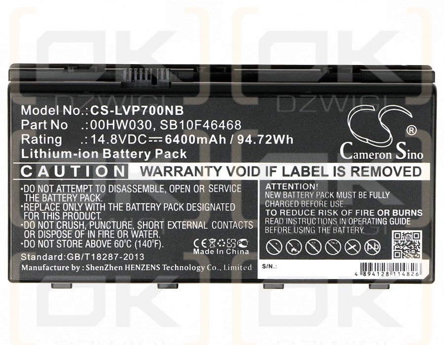 Lenovo ThinkPad P71 / 00HW030 6400 mAh Li-Ion 14,8 V (Cameron Sino)