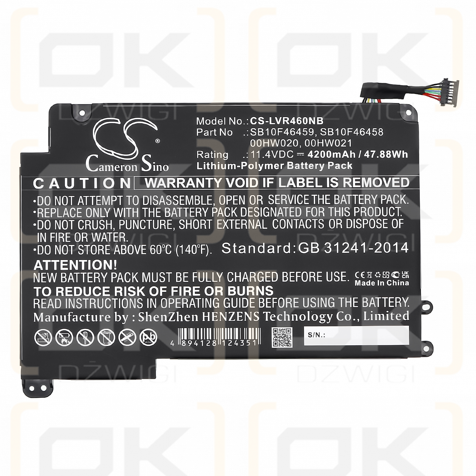 Lenovo Yoga 460 20EM-CT01WW / SB10F46459 4200mAh Li-Polymer 11.4V (Cameron Sino)