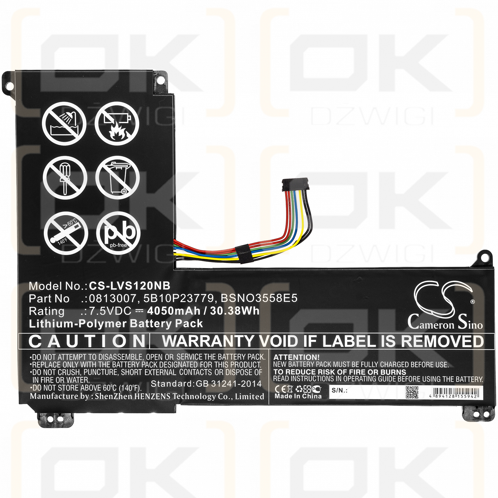 Lenovo Ideapad 120S-14 / 0813007 4050 mAh Li-Polymer 7,5 V (Cameron Sino)